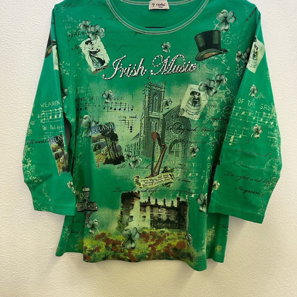 Cactus Green Irish Music Long Sleeve Tee